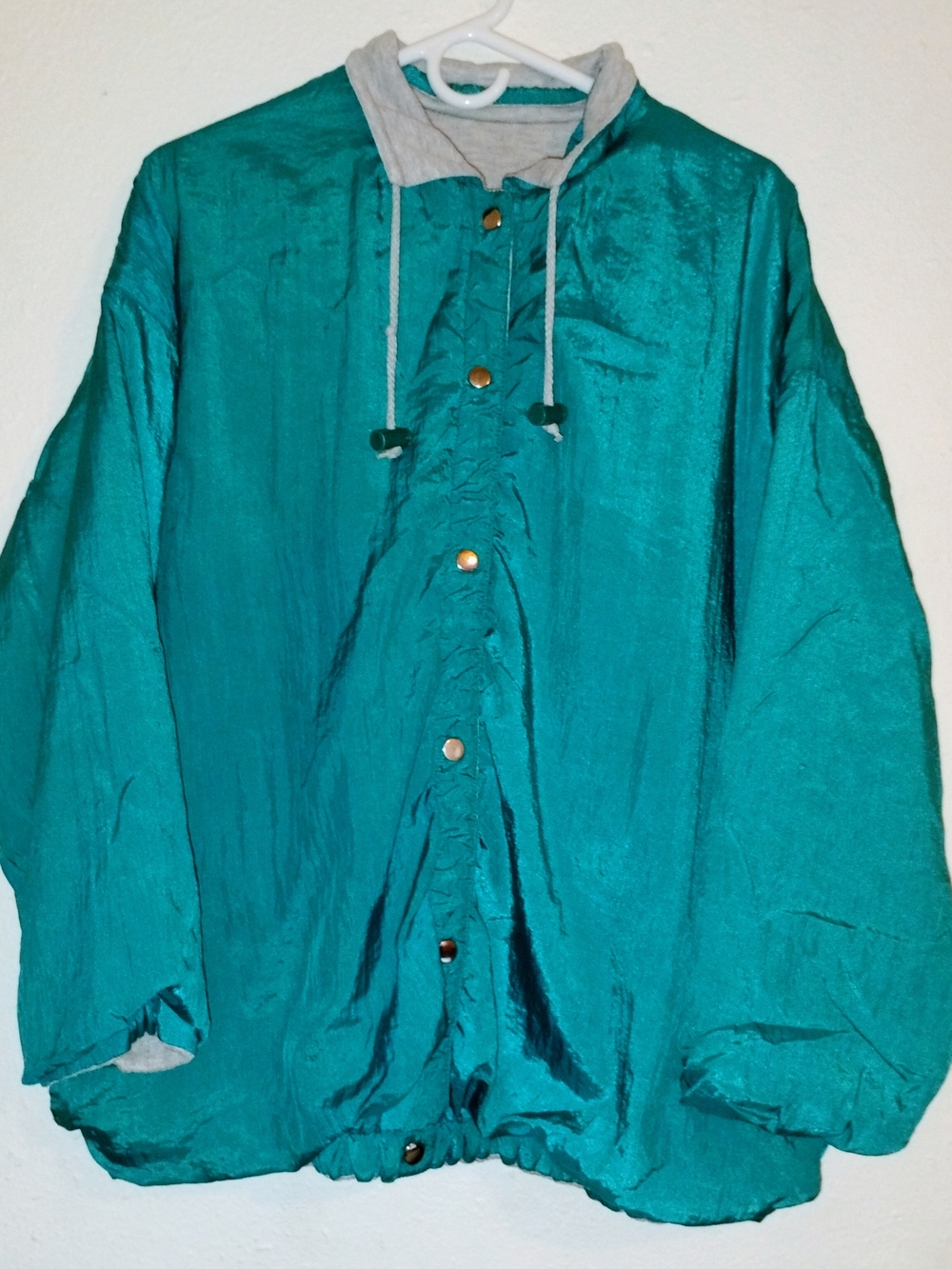 Vintage Teal And Gray Reversible Windbreaker 90s